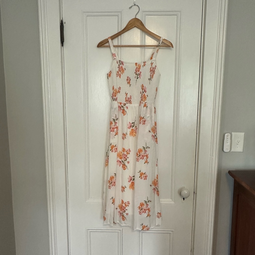Floral White and Orange Dress